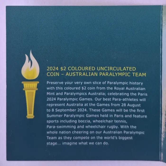 2024 $2 Australian Paralympic Team Carded Coin