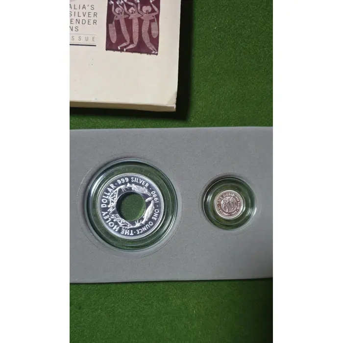 1990 Australia's solid silver Holey Dollar & the Dump set