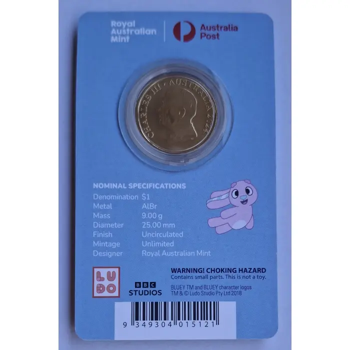 2024 $1 Bluey Dollarbucks- Bingo  'ENVELOPE' Privymark Carded Coin