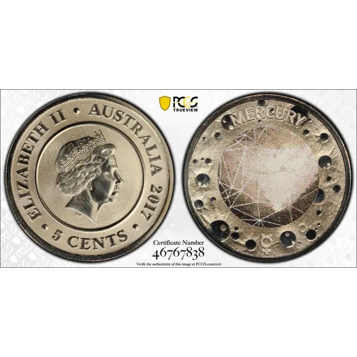  2017 Australian 5c MS70 Planetary Coins Mercury PCGS - Top Pop