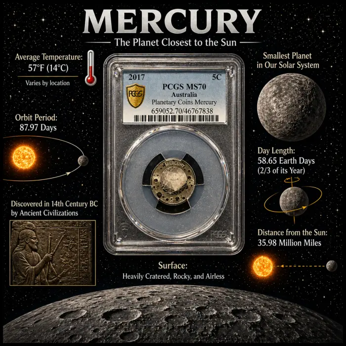  2017 Australian 5c MS70 Planetary Coins Mercury PCGS - Top Pop