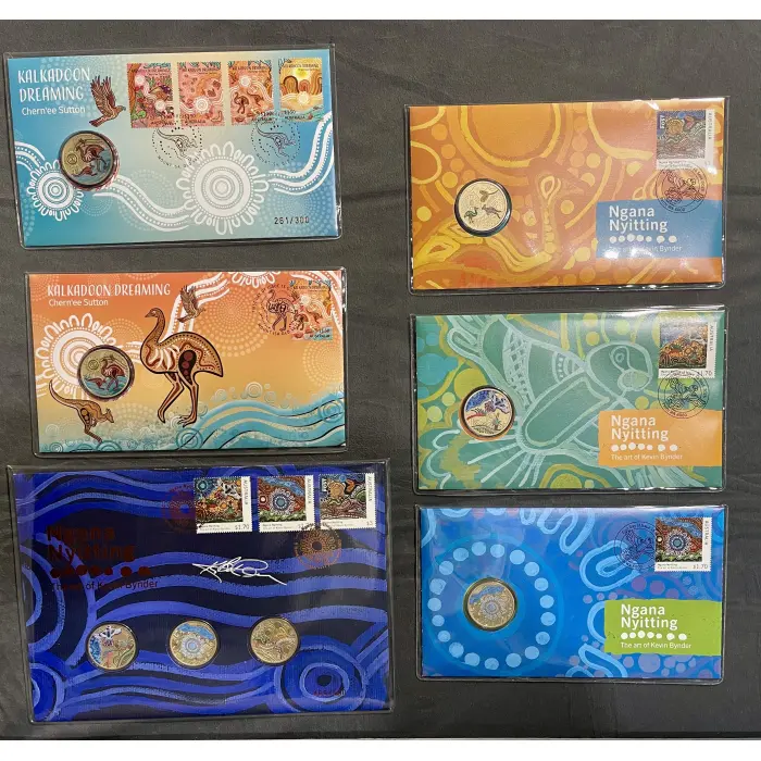 Kalkadoon Dreaming & Ngana Nyitting full set of 5 PNC’s with 2 Impressions PNC’s