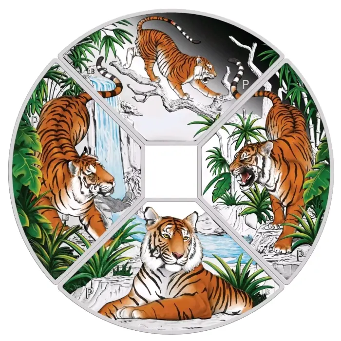 2022 Lunar Year of the Tiger Quadrant 4x1oz Silver $1 Coins 