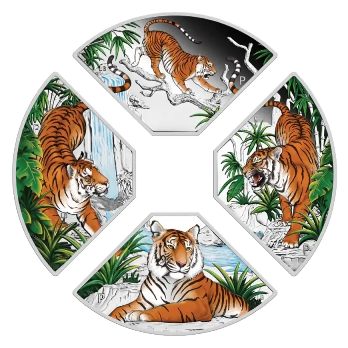 2022 Lunar Year of the Tiger Quadrant 4x1oz Silver $1 Coins 