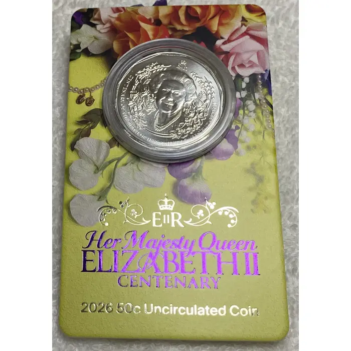 2026 Uncirculated 50c Coin Queen Elizabeth 100th birthday
