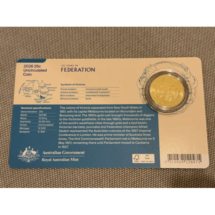2026 25c - VIC - 125 Years of Federation