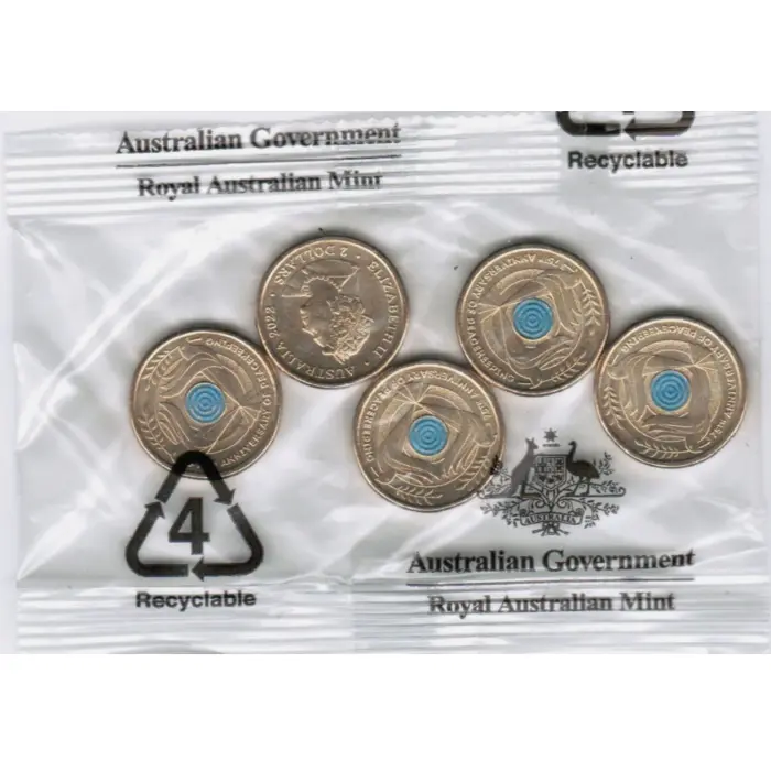 2022  $2  PEACEKEEPING SEALED RAM BAG UNCIRCULATED 5 COINS