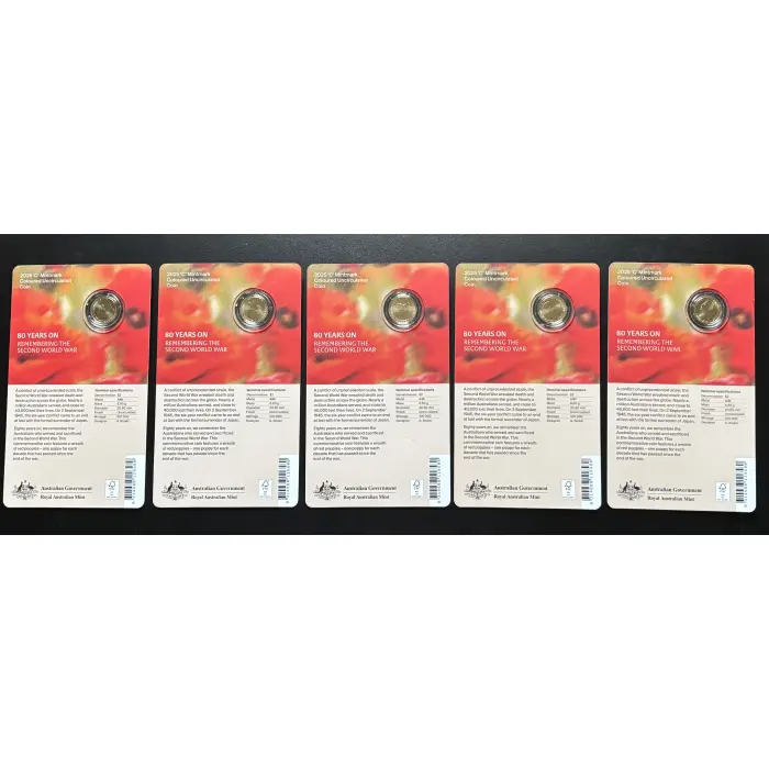 2025 $2 C-MINT REMEMBRANCE 80th ANNIVERSARY WWII "POPPY WREATH" COIN ON CARD