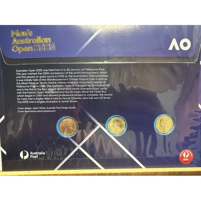 Australian Men’s Open Tennis 3 coin oversized PNC 