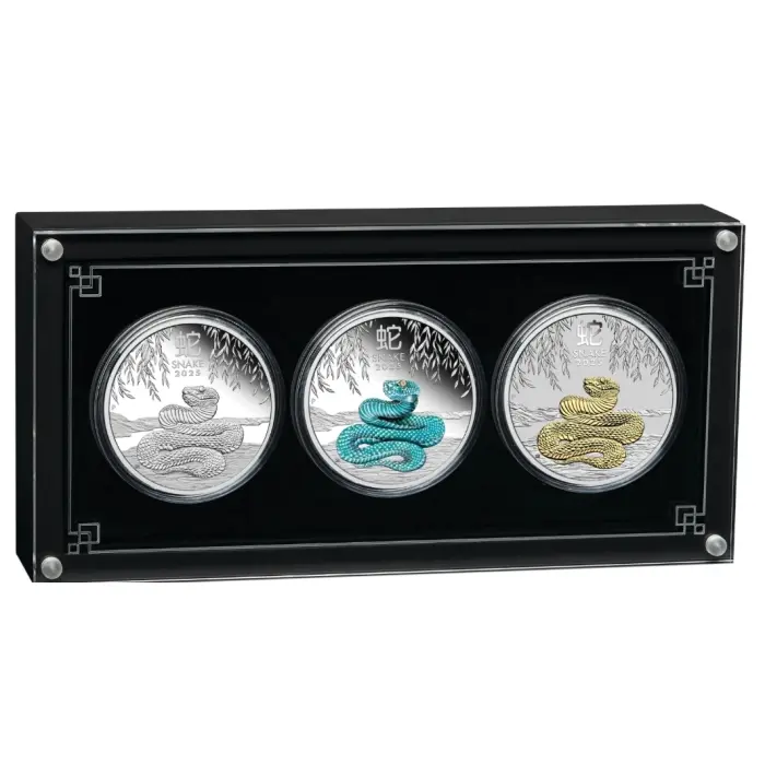 2025 Perth Mint Year of the Snake 1oz Silver Trio 3-Coin Type Set 99.99% Pure