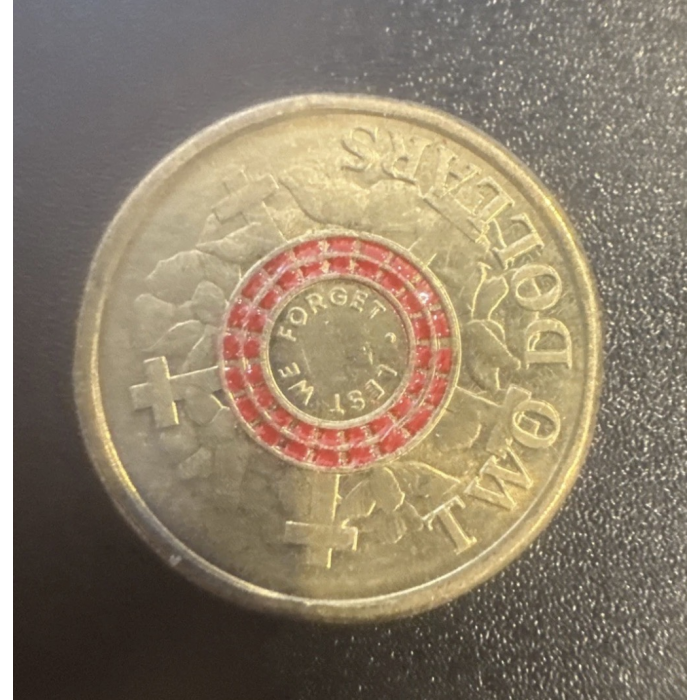 Lest We Forget 2015 Red War Graves ANZAC Cove $2 Australia Two Dollar Coin -CIRC