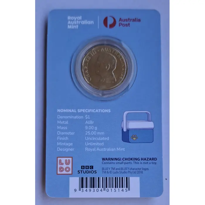 2024 $1 Bluey Dollarbucks- Uncle Stripe, Aunty Trixie  'ENVELOPE' Privymark Coin