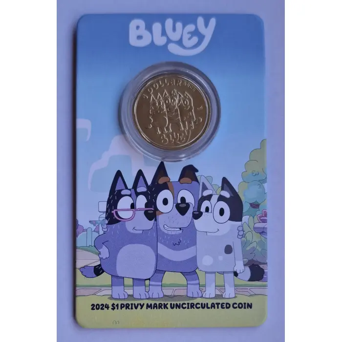 2024 $1 Bluey Dollarbucks- Uncle Stripe, Aunty Trixie  'ENVELOPE' Privymark Coin