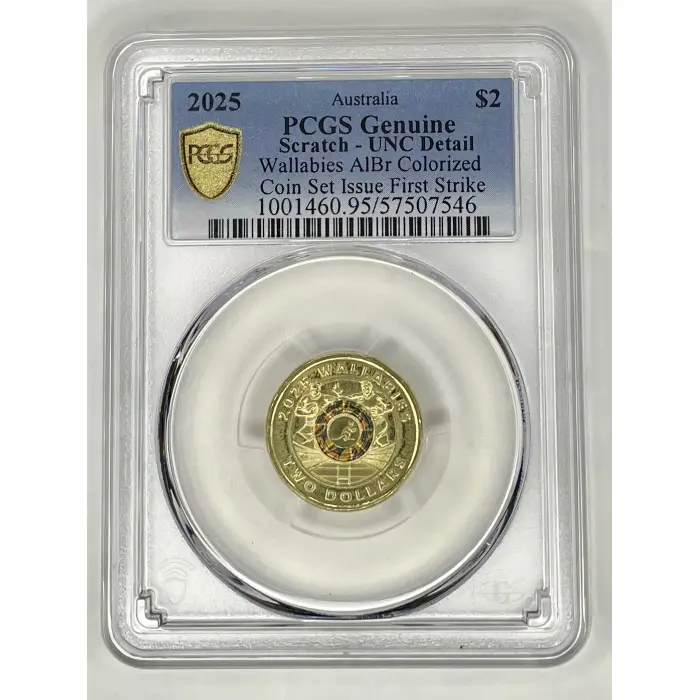 2025 Australia $2 PCGS Genuine Scratch - UNC Detail Wallabies Colorized Coin 