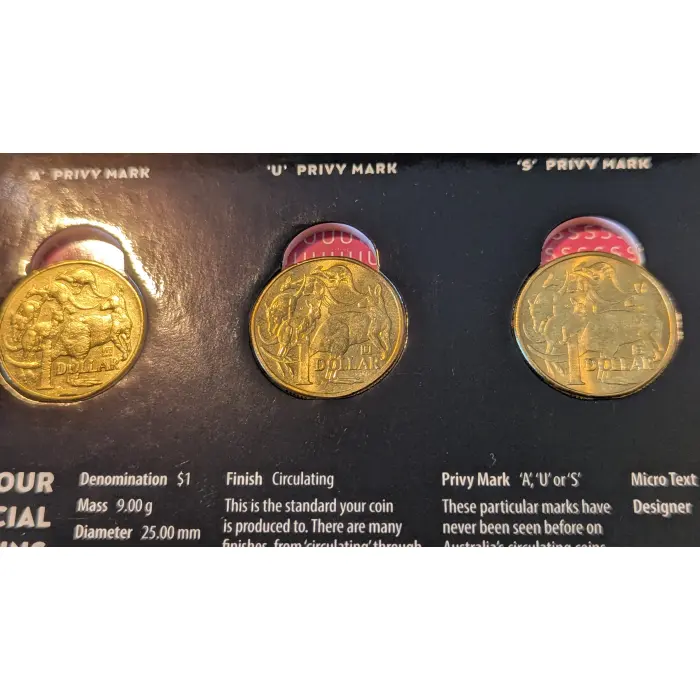  2019, $1 Australia's Dollar Discovery,  complete set, A, U, S, circulated