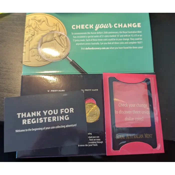  2019, $1 Australia's Dollar Discovery,  complete set, A, U, S, circulated