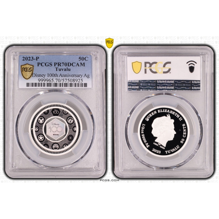 2023 50c TUVALU DISNEY 100th ANNIVERSARY 1/2oz SILVER PROOF PR70DCAM *TOP POP*