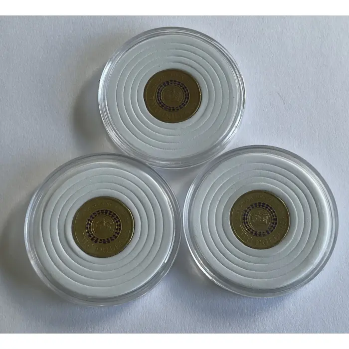 Set of 3 2013 $2 Coronation of Queen Elizabeth Circulated Coins In Capsules