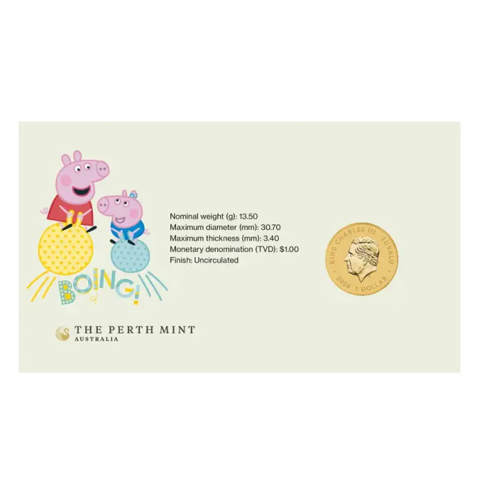 2026 Peppa Pig $1 Stamp & Coin Cover