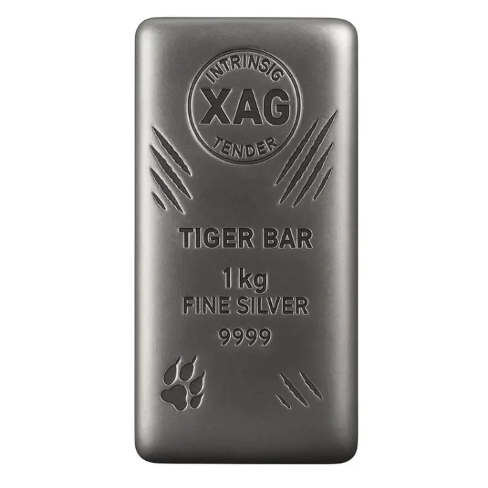 1kg Intrinsic Tender XAG Tiger Bar Pure 9999 Silver Bullion Bar 