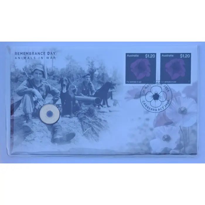 2024 $2 Remembrance Day- War Animals Purple Poppy PNC