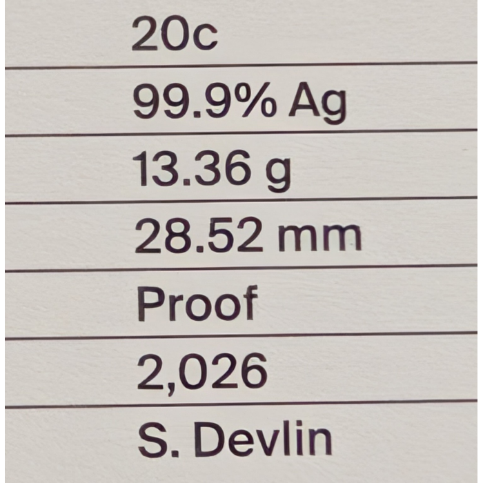 2026 20c Fine Silver Proof Coin - ex Decimal Currency  60th Anniversary Set