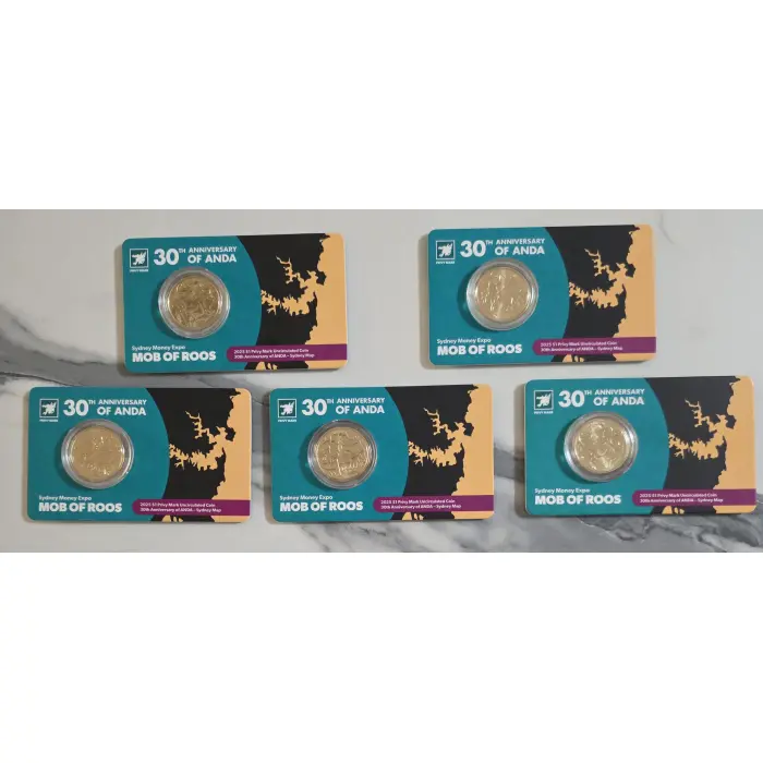 2025 $1 Mob of Roos  ANDA Sydney Money Expo 30th Anniversary Sydney Map Privy