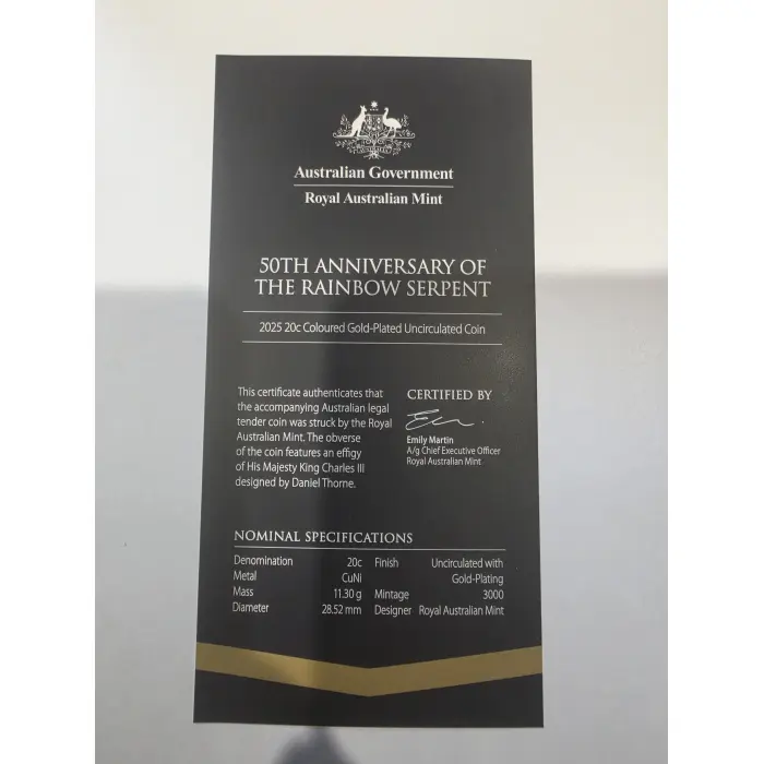 2025 50th anniversary Rainbow Serpent Deluxe Edition Book Gold plated 20c 