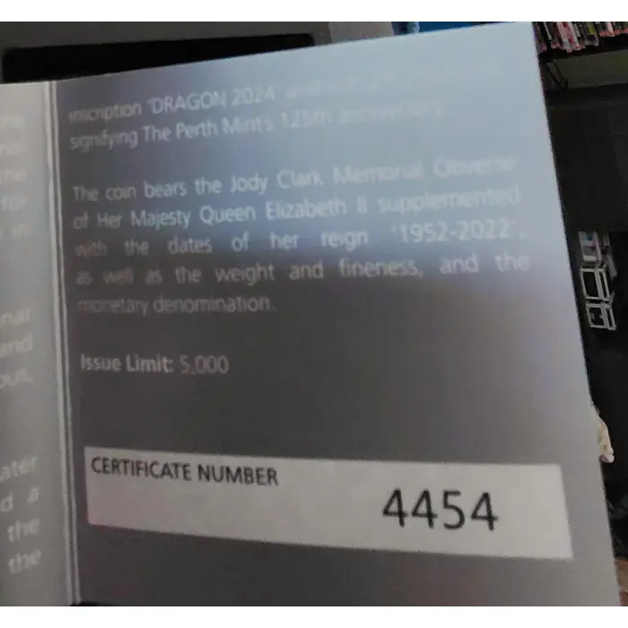 Australian Lunar Series 111  2024 Year of the Dragon 1oz Silver Proof Coin  