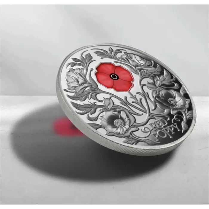 2026 Red Poppy $5 Window 2oz Silver Proof Coin 