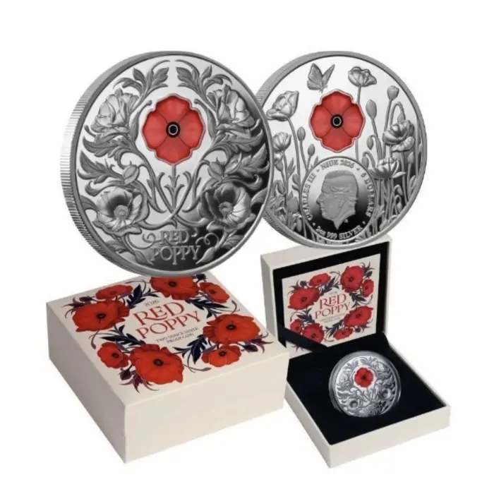 2026 Red Poppy $5 Window 2oz Silver Proof Coin 