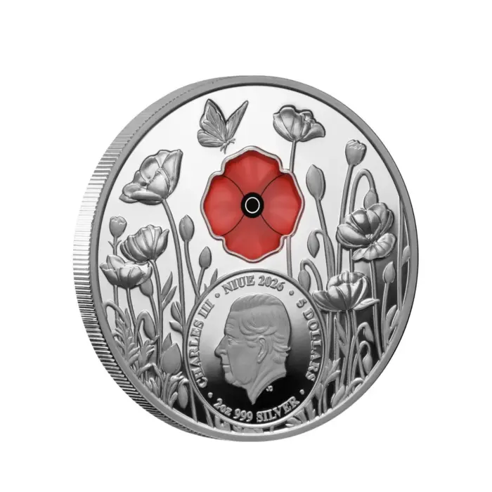 2026 Red Poppy $5 Window 2oz Silver Proof Coin 