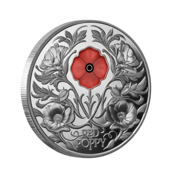2026 Red Poppy $5 Window 2oz Silver Proof Coin 