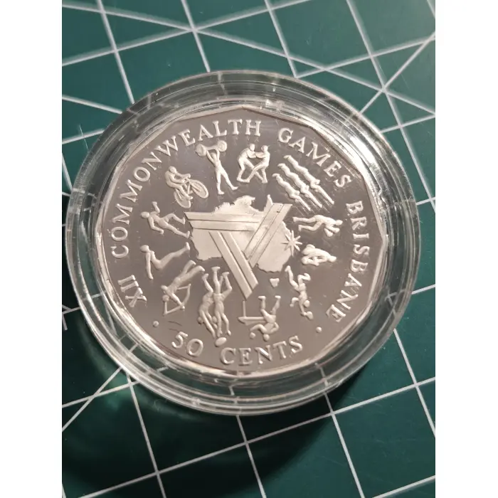 Commonwealth games 50 cent silver