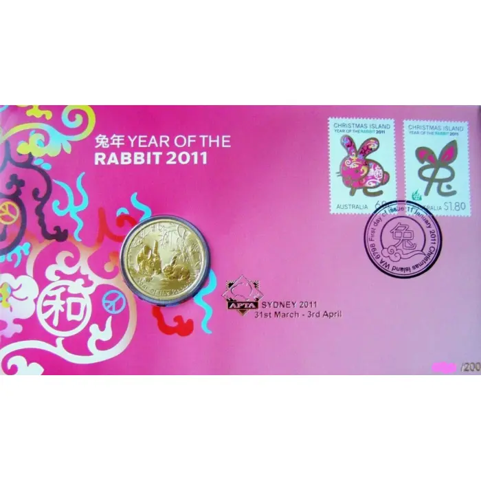 2011  $1  PNC APTA SYDNEY EXPO GOLD OVERPRINT LUNAR YEAR OF RABBIT 058/200