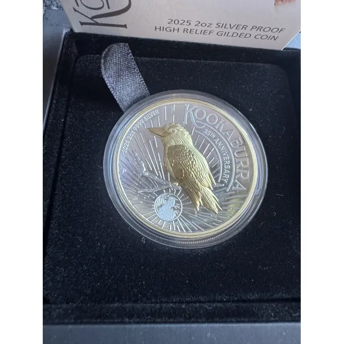 2025 Gilt High Relief Kookaburra 2oz $2 Silver Proof Coin *2000 Mintage*
