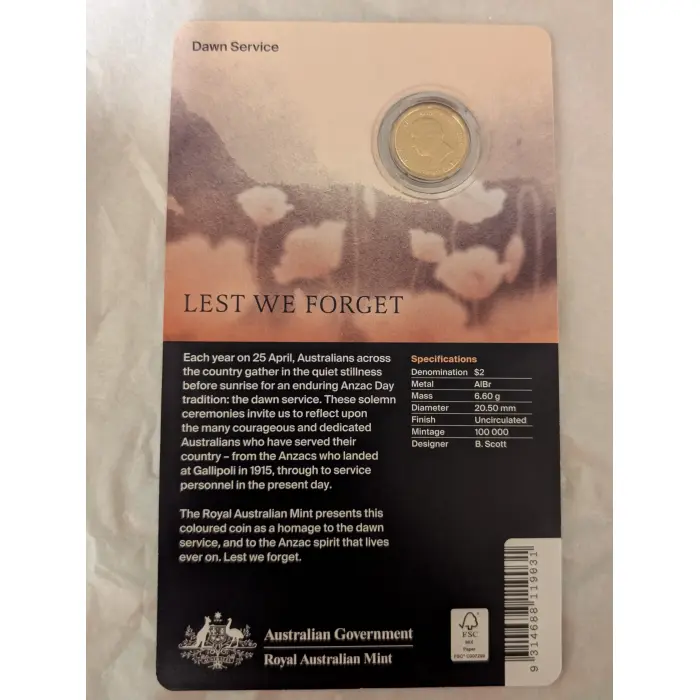 2026 Dawn C-Mint carded $2 coin