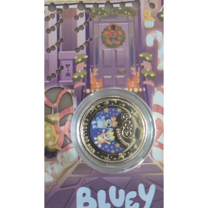 Bluey Christmas 2025 Dollar Buck $1 One Coloured Bingo Dog Coin Australia Blue