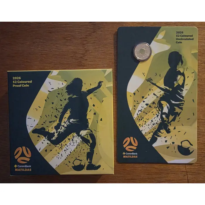 2026 $2 Matildas Coloured Coin Set – Proof & Uncirculated Bundle (RAM)