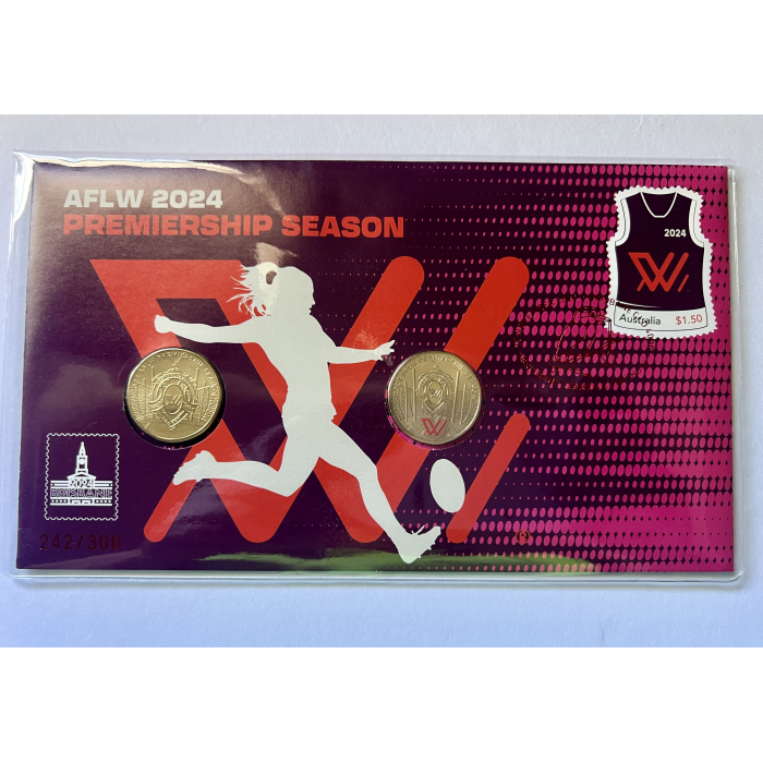 🏈 2024 AFLW PREMIERSHIP - Limited Edition Brisbane Coin & Stamp Show 2 coin PNC