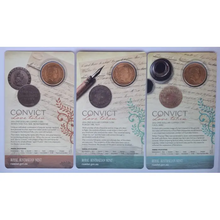 2016 $1 Convict Love Token Carded Three-coin Set