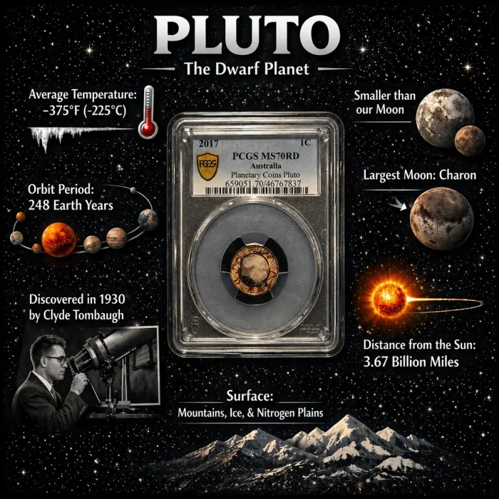 2017 Australian 1c MS70RD Planetary Coins Pluto  - Top Pop