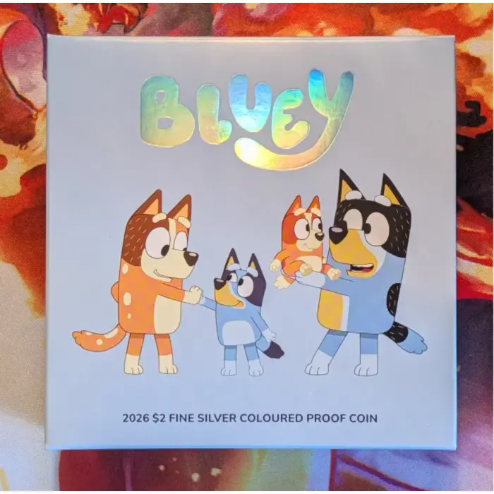 2026 $2 BLUEY SILVER COLOURED PROOF COIN 12000 MINTAGE BRAND NEW - FREE SHIPPING