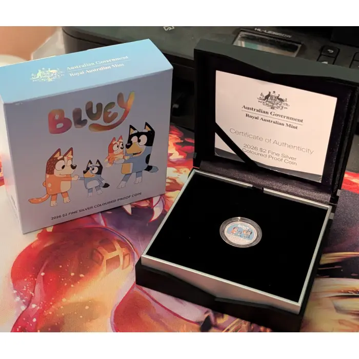 2026 $2 BLUEY SILVER COLOURED PROOF COIN 12000 MINTAGE BRAND NEW - FREE SHIPPING