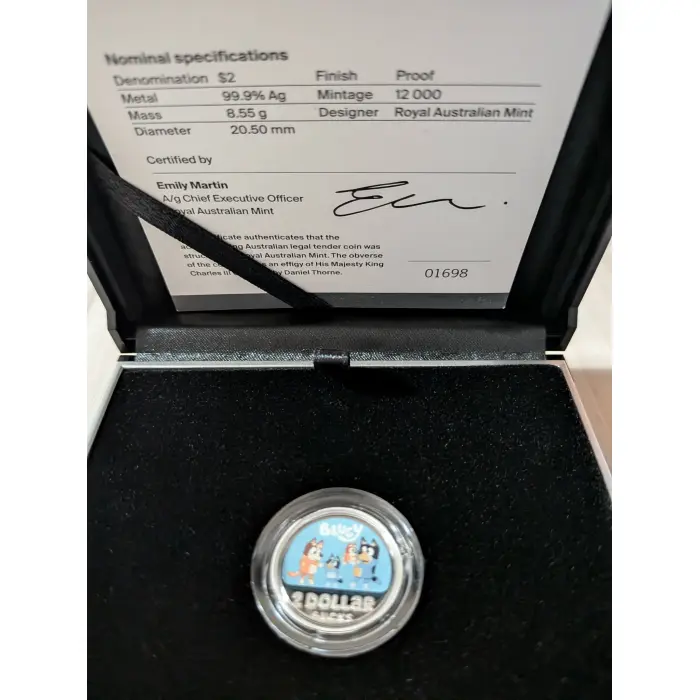 2026 $2 Bluey Silver Proof Coin AND  Bluey 2026 Folder and Tube Set NEW UNOPENED