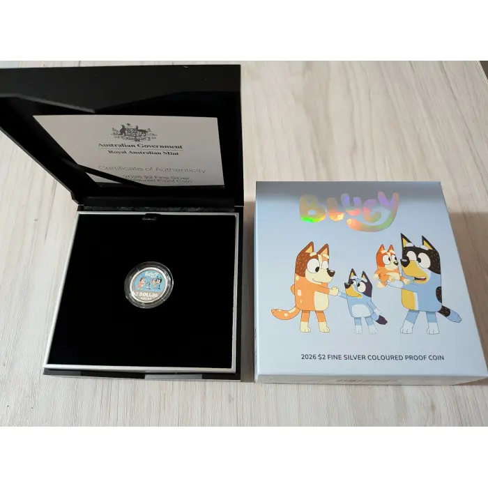 2026 $2 Bluey Silver Proof Coin AND  Bluey 2026 Folder and Tube Set 