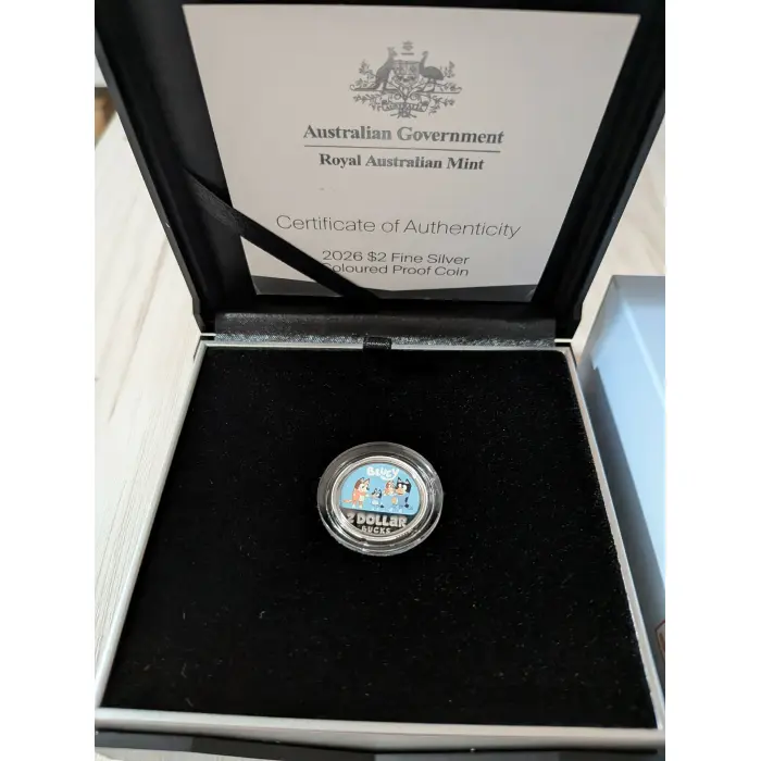 2026 $2 Bluey Silver Proof Coin AND  Bluey 2026 Folder and Tube Set 