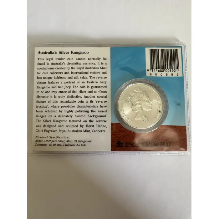 1996 silver kangaroo in card