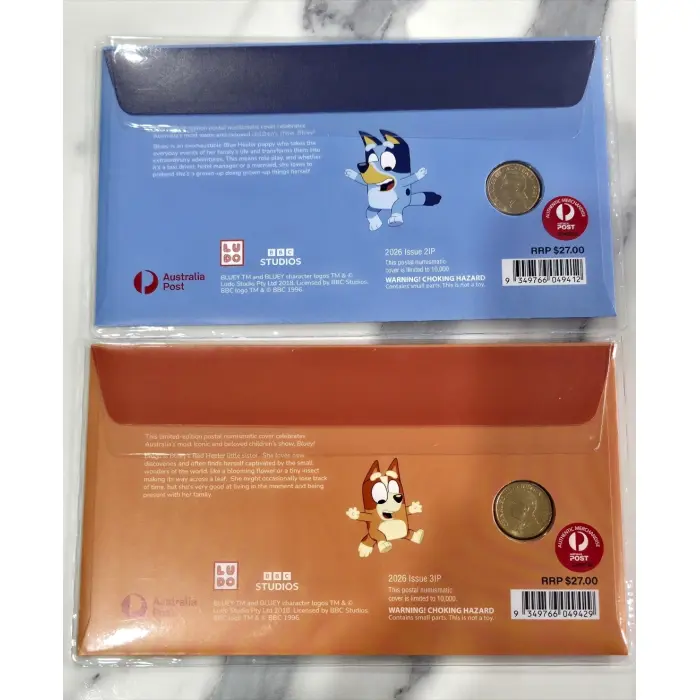 2026 Bluey & Bingo PNC $2 Coin Pair – Nooray + For Real Life – In Hand