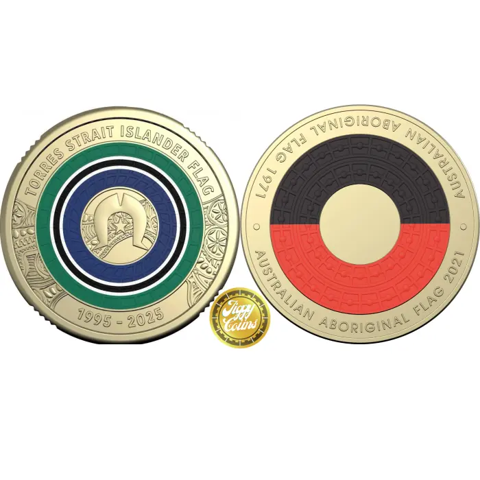 UNC 2025 $2 Torres Strait Islander & 2021 Aboriginal Flag two dollar coin set